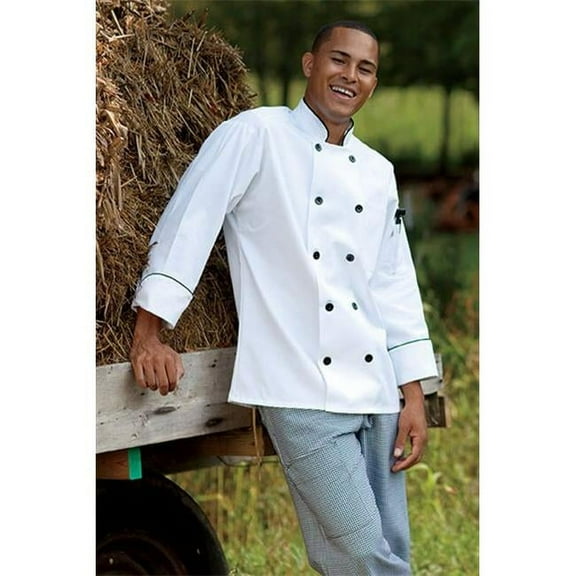 Threads 0407-2508 Madrid Piping Chef Coat in White/Black - 4XLarge