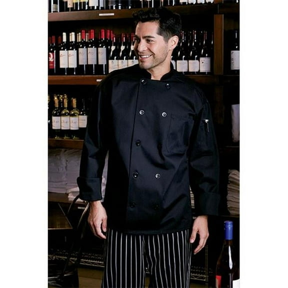 Threads 0426-0106 Classic with Mesh Chef Coat in Black - 2XLarge