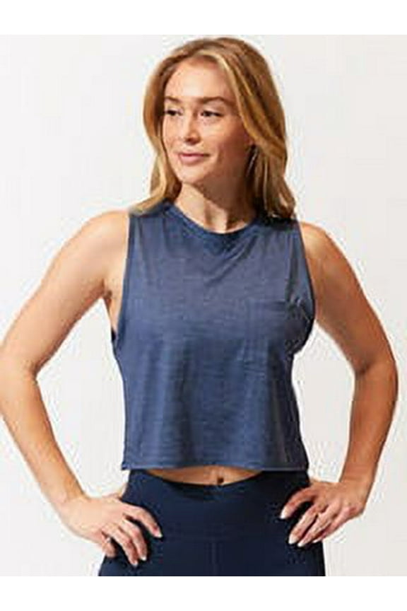 HEATHER CHAMBRAY Women's Rochelle Crop Tank Top L