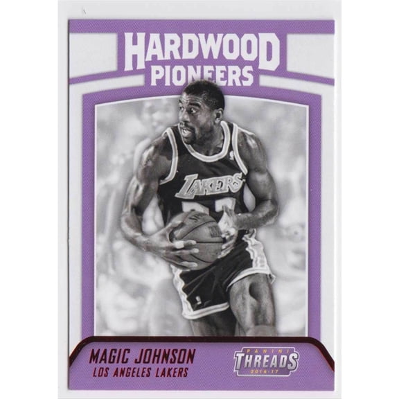 Threads Hardwood Pioneers Red Magic Johnson #12 Parallel Insert Panini Lakers Basketball Card Los Angeles Lakers NBA Basketball Trading Card