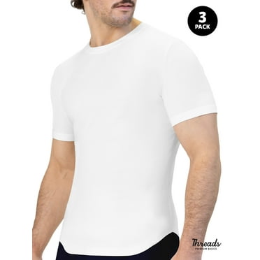 Threads Men's Undershirt, Ultra-Soft Crewneck, Moisture Wicking, Anti-Odor, 3 Pack, White