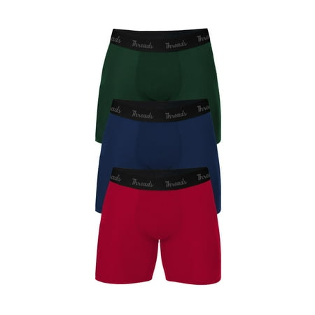 THREADS PREMIUM BASICS Threads Men's Underwear, 6" Ultra-Soft Premium Boxer Briefs, Moisture Wicking, Anti-Odor, 3-Pack