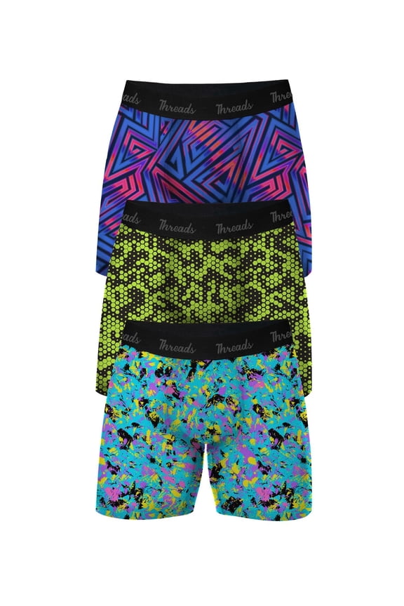 Threads Men's Underwear, 6" Ultra-Soft Premium Performance Boxer Briefs, Moisture Wicking, Anti-Odor, 3-Pack