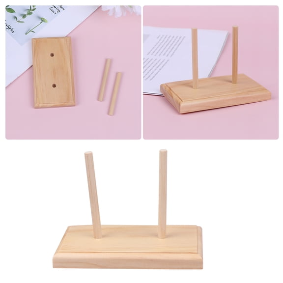 Durable Wooden Embroidery Thread Spool Rack for Beaded Line Tool Holder at Home or Office Beige