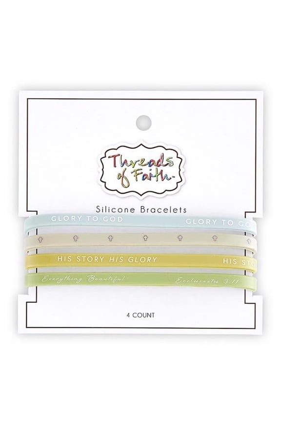 Threads of Faith & Glory To God Silicone Bracelet Set - Set of 4