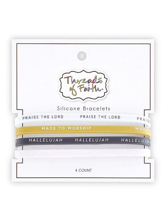 Threads of Faith, Silicone & Made To Worship Bracelet Set - Set of 4