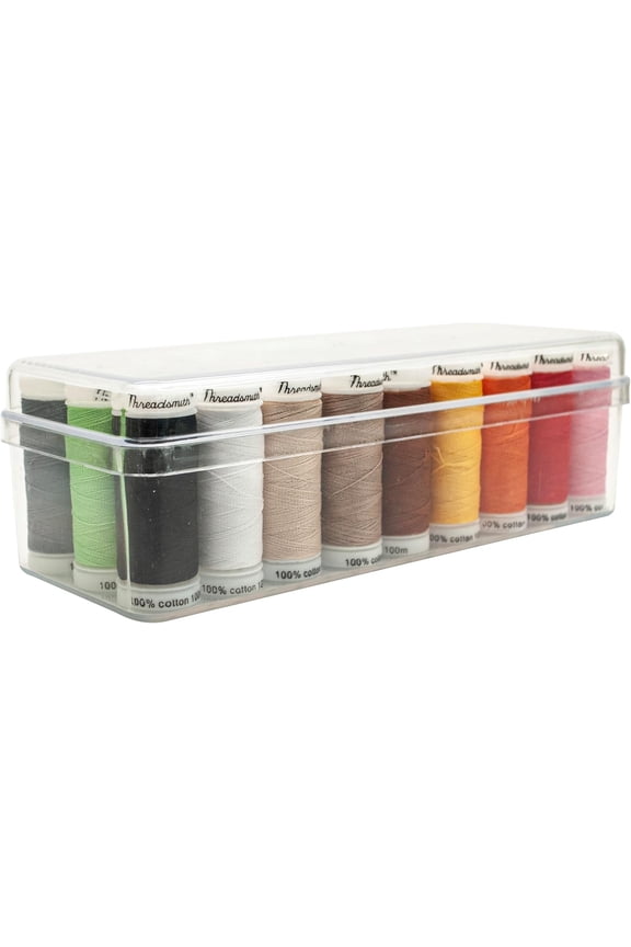 50 WT Cotton Thread Set 27 Spools, 100 Meters Each 3-Ply Mercerized Egyptian Cotton Premium Sewing Thread in Reusable Box