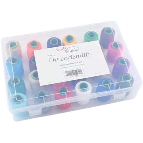 Threadsmith Premium Sewing Thread Set with Large Reusable Storage Box  24 Spools, 330 Yards Each  All-Purpose Polyester Thread for Hand & Machine Sewing  24 Assorted Colors$$Art & Craft