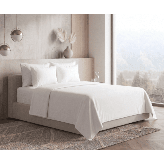 Threadstories King Sheet Set 4 Piece, 100% Cotton Percale, Deep Pocket, White