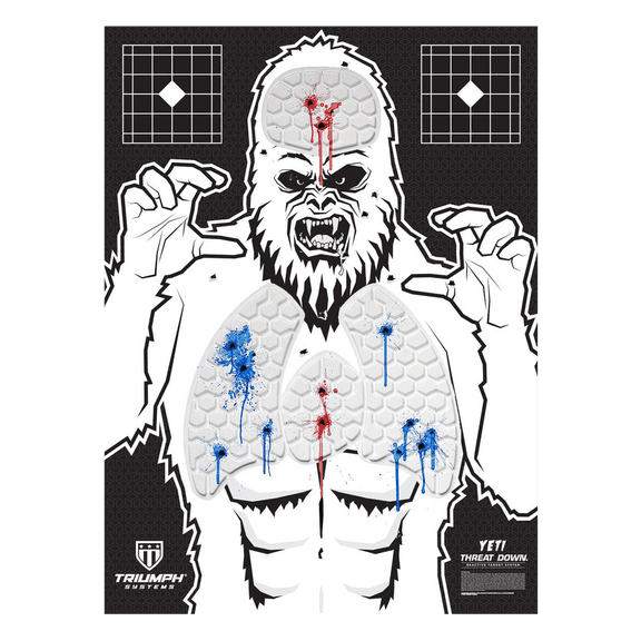 Triumph Systems, Threat Down Yeti Silhouette, Reactive Target, Shooting Target, Reactive Splatter Cells, Air Rifle, Pistol, Shotgun, Throwing Knives, Target, 1 Piece