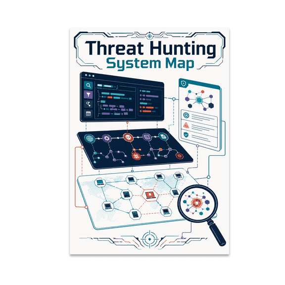 Threat Hunting System Map - Threat Hunter, 13 x 19 in Glossy Unframed Wall Poster, Vertical