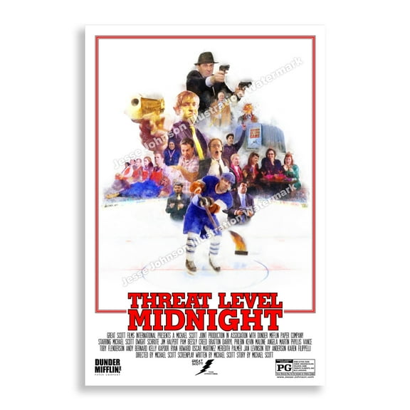 Threat Level Midnight Poster 12x18 The Office TV Show Wall Art Michael Scott Movie Decor