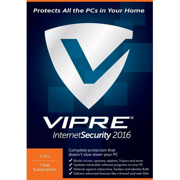 ThreatTrack VISH12016ESD-0000US VIPRE Internet Sec 2016, 5 PCs, 1 Year (Email Delivery)
