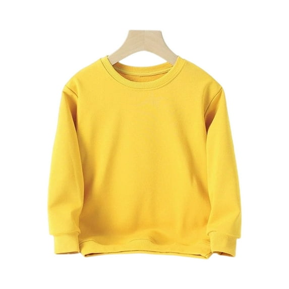 Thredzr Boys Girls Crewneck Sweatshirts Crewneck Boy Girl Sweatshirts Basic Oversized Long Sleeve Solid Color Shirts Round Neck Solid Top Yellow 150