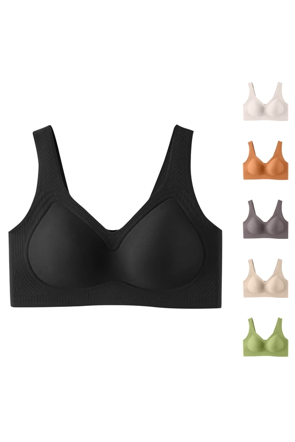 Cleavage Bra Women Full Coverage Plus Size Comfort Bra Seamless Soft Push-Up Bralette Wireless Breathable No Underwire Bra Camel 46