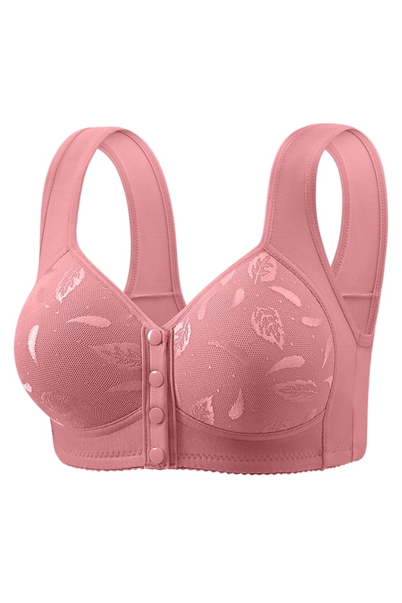 Front Close Bras For Women Daisy No Underwire Comfortable Bras Full Coverage Push Up Breathable Bra Solid Color Breathable Underwear Pink 36