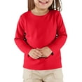 thumbnail image 1 of Thredzr Girls Long Sleeve Shirts Size 10-12 Basic Tops Long Sleeve Fashion Solid Color T-Shirts Oversized Tees Red 150, 1 of 4