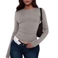 thumbnail image 1 of Thredzr Sexy Fall Tops for Women Loose Crew Neck Cozy Loose Shirts Basic Y2k Sexy Casual Slim Sweatshirt 12# Light Gray XL, 1 of 4
