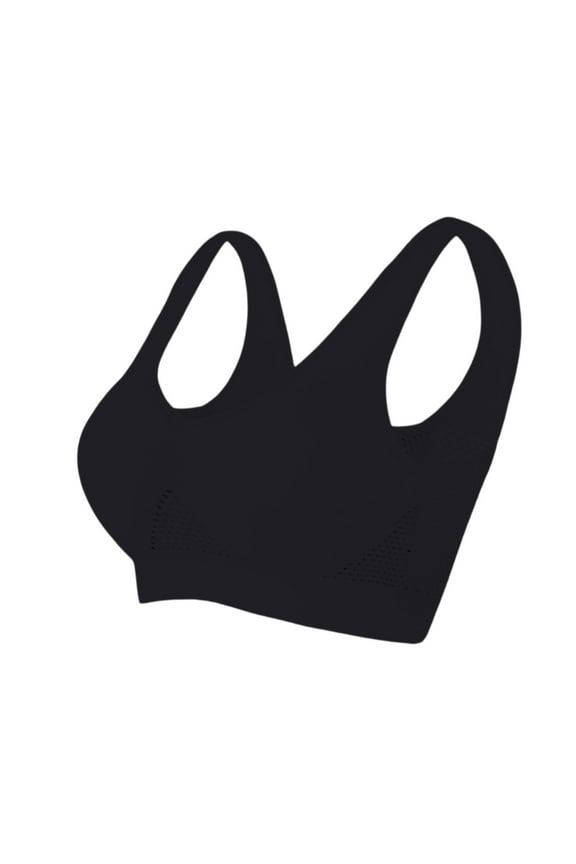 Underwear For Women Full Supportive Bras Anti-Sagging No Underwire Comfortable Underwear Solid Color Seamless Sports Bra Black 32