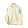 thumbnail image 1 of Thredzr White Long Sleeve Sweater Kids Crewneck Boy Girl Sweatshirts Oversized Basic Solid Solid Color Shirts Sport Round Neck Pullover Beige 150, 1 of 3