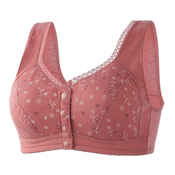 Thredzr Wireless Padded Pushup Bra for Women Daisy Support Sports Bra Wirefree Convenient Comfy Bralette Plus Size No Underwire Bra Hot Pink 38