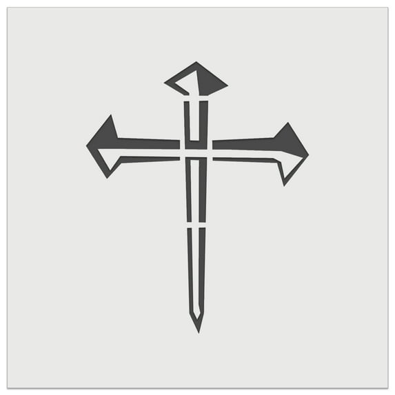 Three 3 Nails Cross Christian Stylized DIY Cookie Wall Craft Stencil - 4.5 Inch