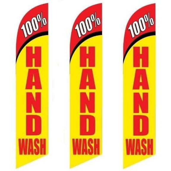 Three 3 Pack Full Sleeve Swooper Flags 100% HAND WASH Yellow Red Black White
