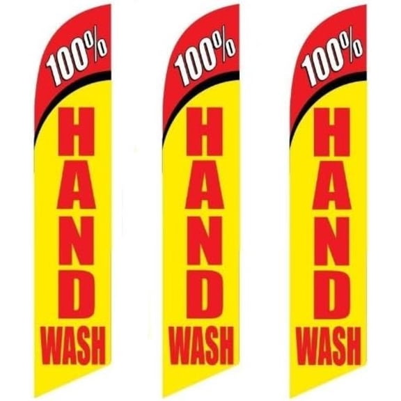 Three (3) Pack Full Sleeve Swooper Flags 100% HAND WASH Yellow Red Black White