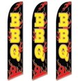 thumbnail image 1 of Three 3 Pack Full Sleeve Swooper Flags BBQ Black w Yellow Text & Red Flames, 1 of 1