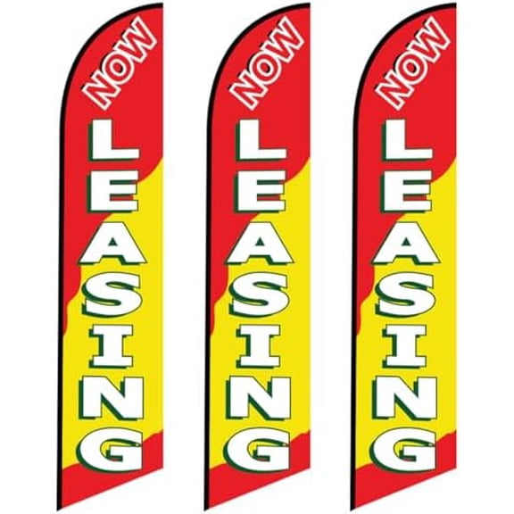 Three (3) Pack Full Sleeve Swooper Flags NOW LEASING (Pack of 3 Replacement Flags only)$$Other