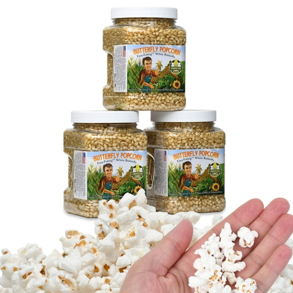 Three (3) Pack of 2lb Butterfly Shaped Unpopped Popcorn Kernels