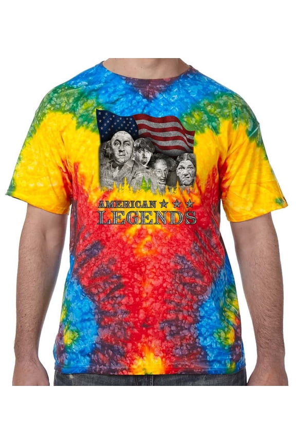 Three 3 Stooges Rushmorons Tie Dye T-shirt, Woodstock, Adult 2XL