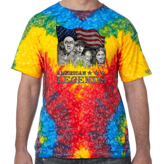 Three 3 Stooges Rushmorons Tie Dye T-shirt, Woodstock, Adult Medium