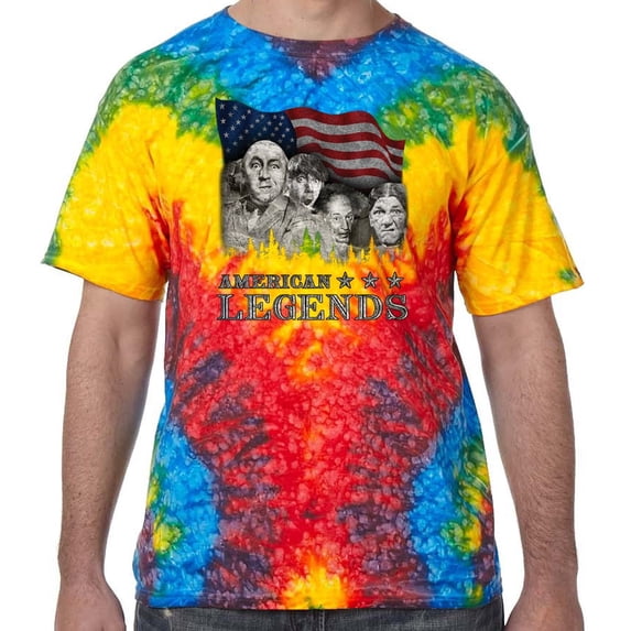 Three 3 Stooges Rushmorons Tie Dye T-shirt, Woodstock, Kids Small (6-8)