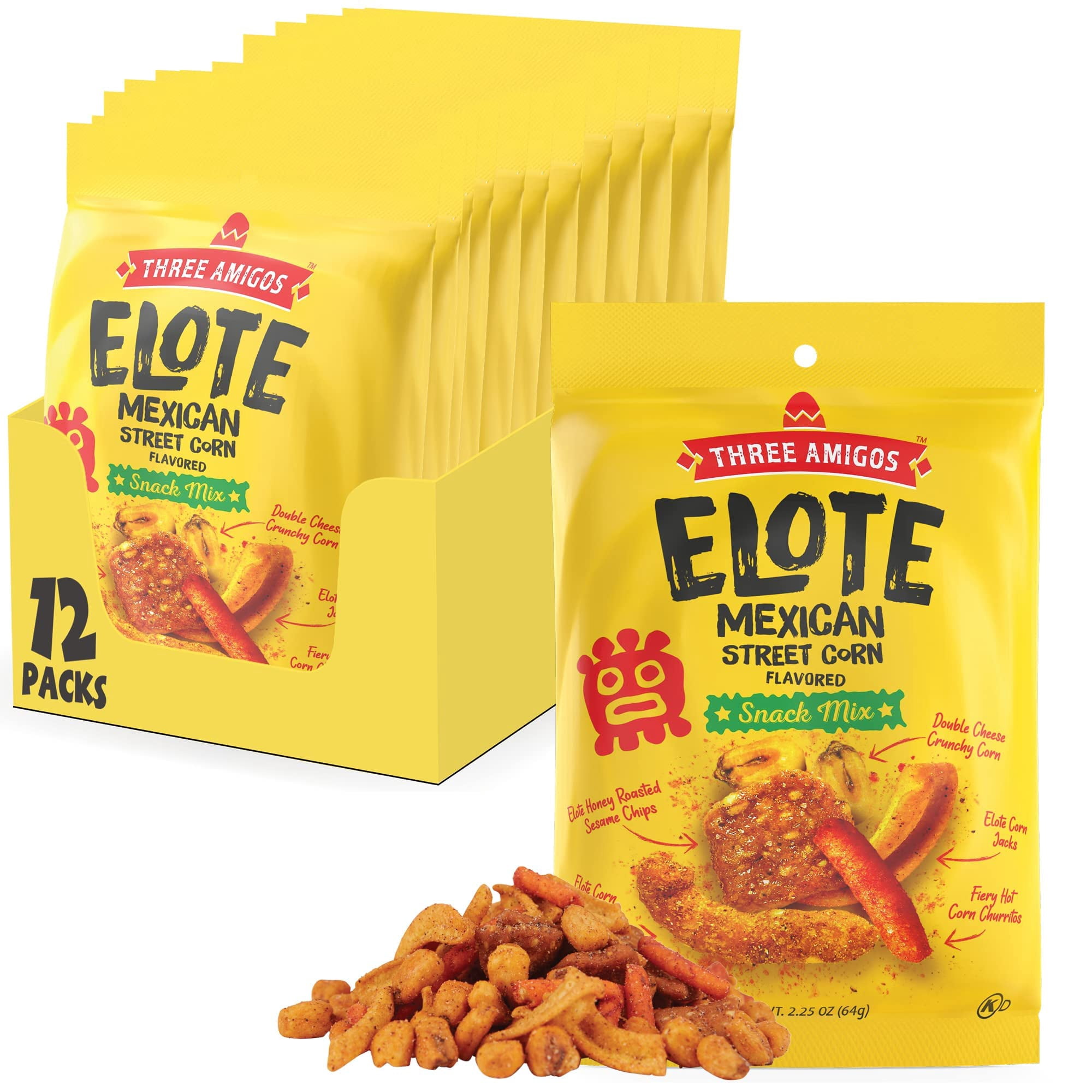 Three Snacks Three Amigos - Elote TMA2 Mexican Street Corn Snack Mix- Crunchy, Tangy ...