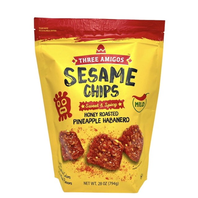 Three Amigos Sesame Chips Sweet & Spicy Honey Rosted Pineapple Habanero