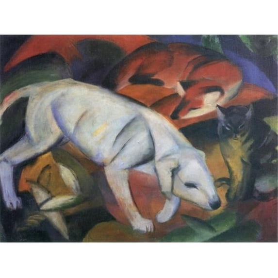 Three Animals Poster Print by Franz Marc - 18 x 24