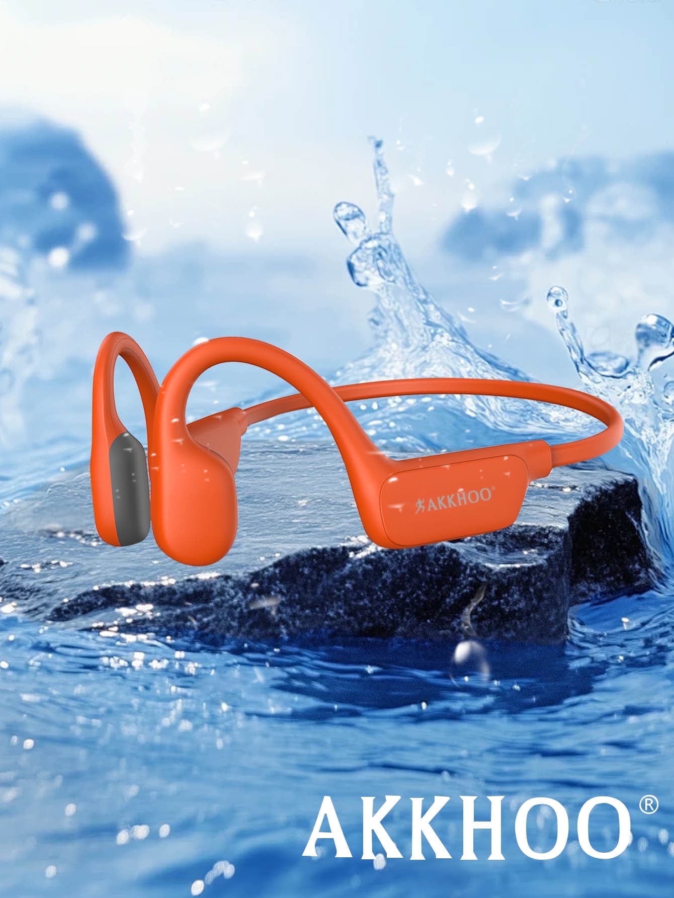 AKKHOO X13 Open-Type Bone Conduction Bluetooth HeadphonesBone Conduction Headphones with Mic,Providing Real-Time Ear Protection,Waterproof Sports Noise-Reducing Headphones for Running Workout Gym