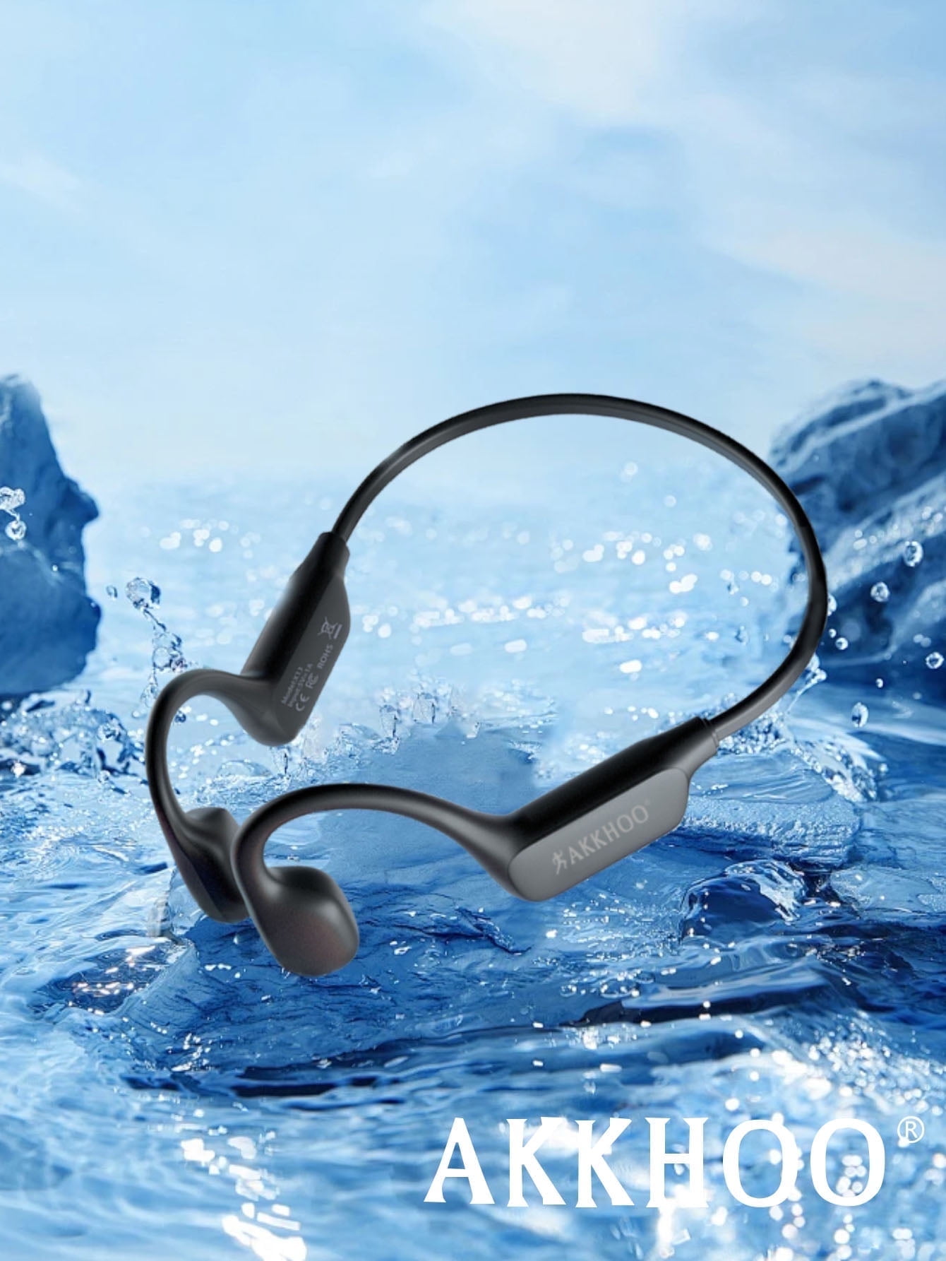 AKKHOO X13 Open-Type Bone Conduction Bluetooth HeadphonesBone Conduction Headphones with Mic,Providing Real-Time Ear Protection,Waterproof Sports Noise-Reducing Headphones for Running Workout Gym