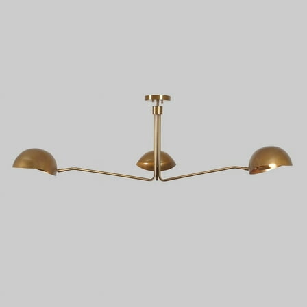 Three-Arm Bras Sputnik Chandelier Light Fixture Mid Century Brass Chandelier