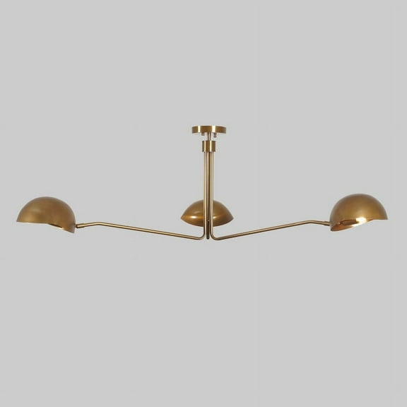 Three-Arm Bras Sputnik Chandelier Light Fixture Mid Century Brass Chandelier