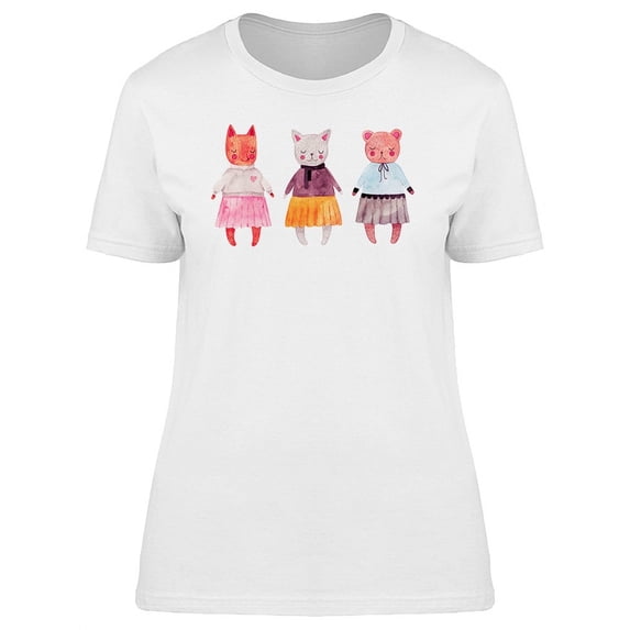 Three Baby Animals With Skirts T-Shirt Women -Image by Shutterstock, Female x-Large