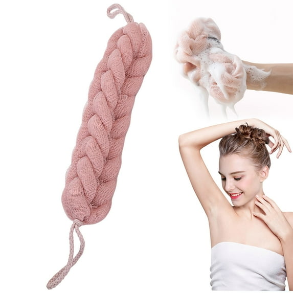 Three Back Scrubbing Bath Bars 3Packs Long Back Sponge with Rope Handles Back Scrubber Shower Mesh Sponge Exfoliating Body Scrub Loofah for Men and Women