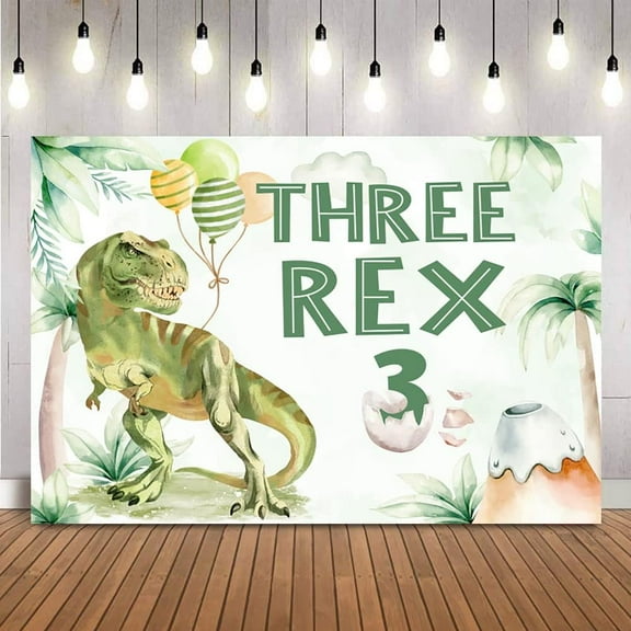 Three Background Boy Dinosaur Birthday Party Backdrop Greenery Safari Jungle 3rd Birthday Newborn Kids Theme Party Decoration Props