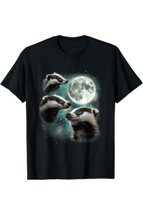 Three Badger Moon | 3 Howling Badgers Funny Cursed Meme T-Shirt