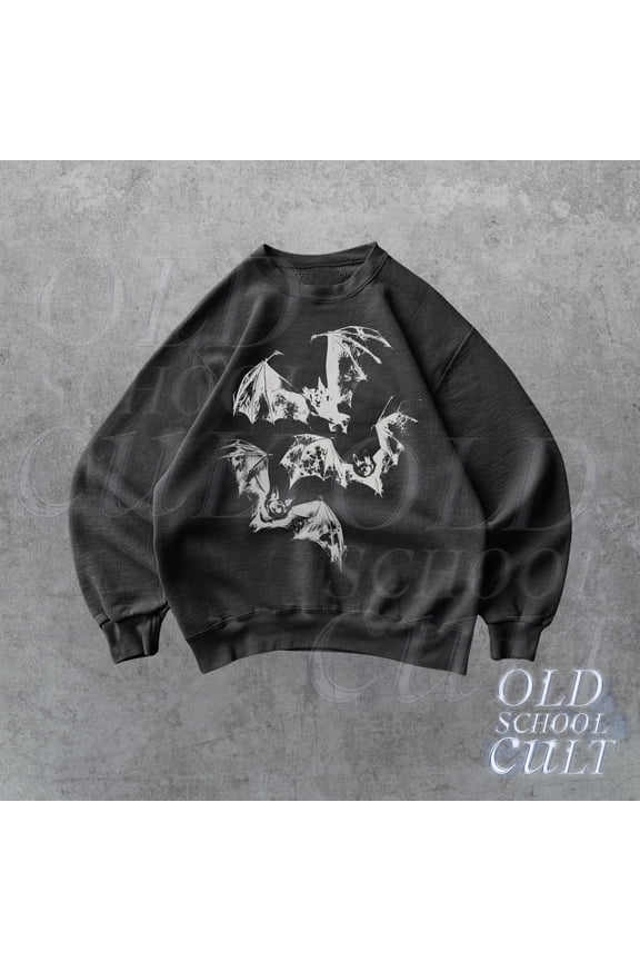 Three Bats Y2k T-Shirt, 90s Style Bat T-Shirt, Retro Gothic , Unisex Adult Grunge 2000s Ha