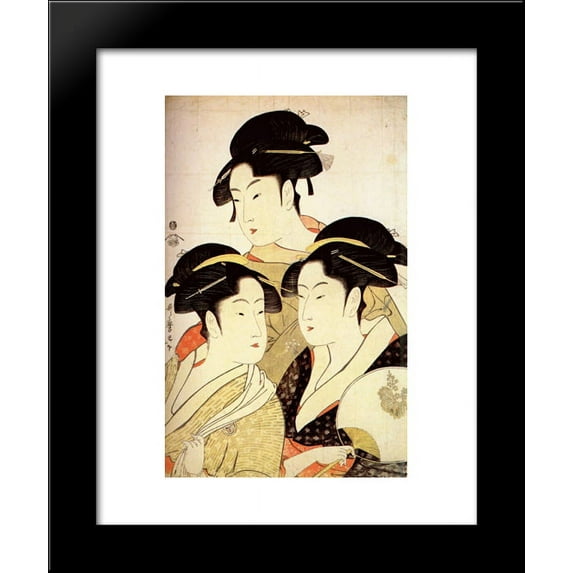 Three Beauties of the Present Day 20x24 Framed Art Print by Kitagawa Utamaro