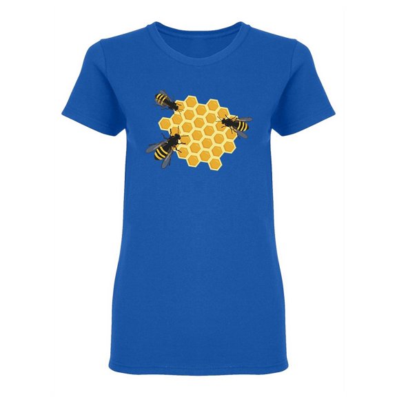 Three Bees On A Honeycomb Shaped T-Shirt Women -Image by Shutterstock, Female XX-Large