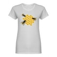 thumbnail image 1 of Three Bees On A Honeycomb Shaped T-Shirt Women -Image by Shutterstock, Female XX-Large, 1 of 2