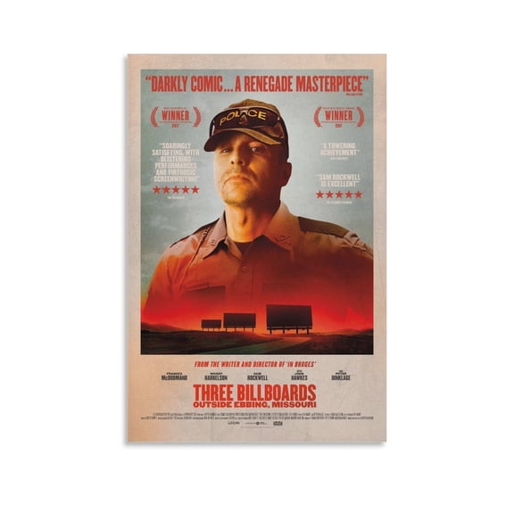 Three Billboards Outside Ebbing Missouri Classic Movie Poster Posters Wall Art Painting Canvas Gift Living Room Prints Bedroom Decor Poster Artworks 12x18inch(30x45cm)
